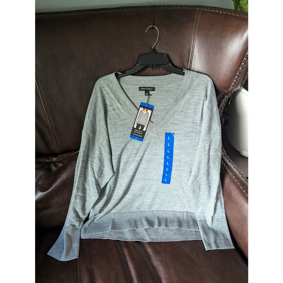 Banana Republic Ladies Merino Wool V-Neck Sweater Gray LARGE - Picture 1 of 2